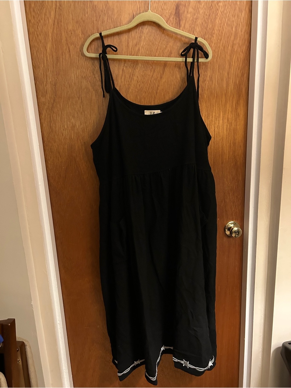 Fashion Brand Company thick linen barbed wire tie shoulder dress